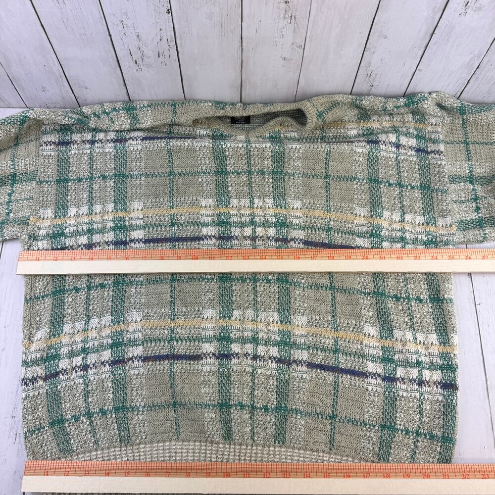 VTG Conte di Milano Green Plaid V-Neck Sweater Cosby Grandpa Italy Size Large - Picture 11 of 13